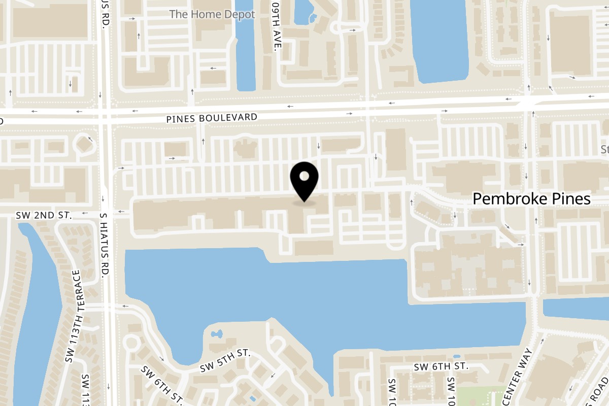 Map showing the location of Raw Addiction Plus on 10834 Pines Blvd in Pembroke Pines